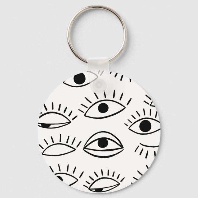 Llavero Doodle eye, patrón creativo sin costuras. (Anverso)