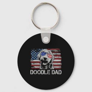 Llavero Doodle Papá Goldendoodle Perro Bandera Americana 4