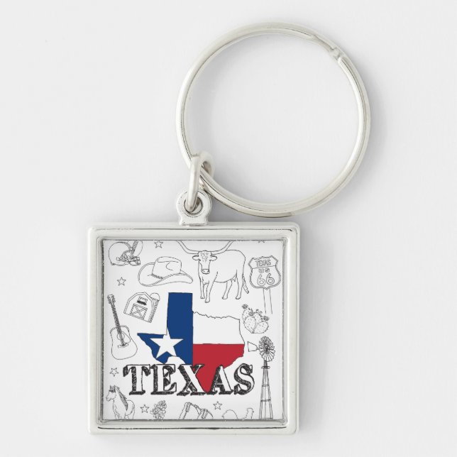 Llavero Doodles de Ilustracion de Texas (Frente)