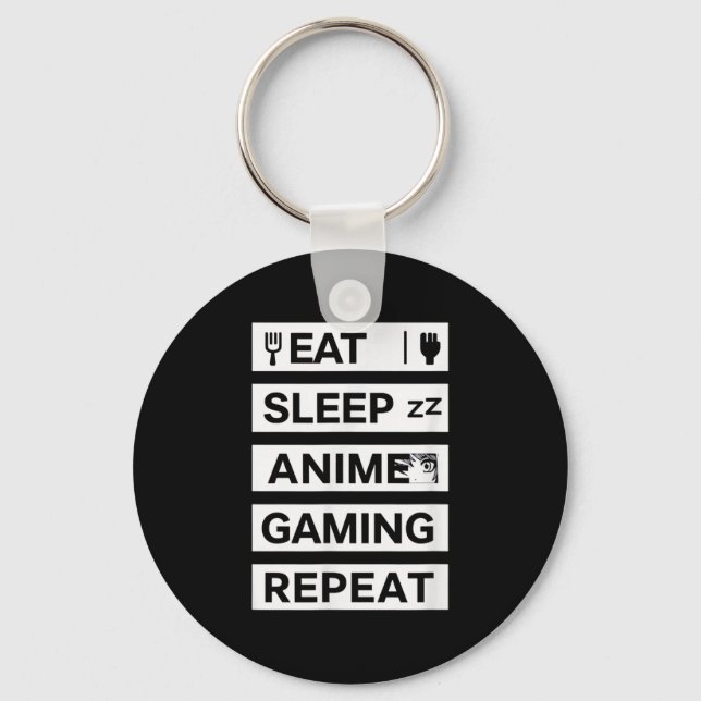Llavero Dormir Anime Gaming Repetir Otaku Gamer Humor (Anverso)