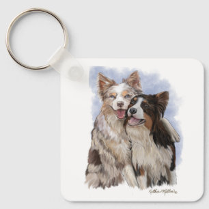 Llavero Dos amigos de dibujos animados de Border Collie