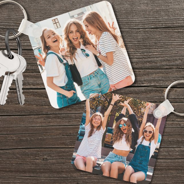 Llavero Dos amigos de doble cara fotográfica (Two Photo Double Sided Friends keychain)