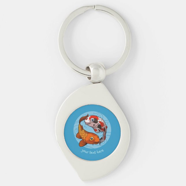 Llavero Dos amigos de peces de carpa Koi Personalizado de  (Anverso)