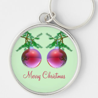 Llavero Dos bolas de navidad de moras rojas