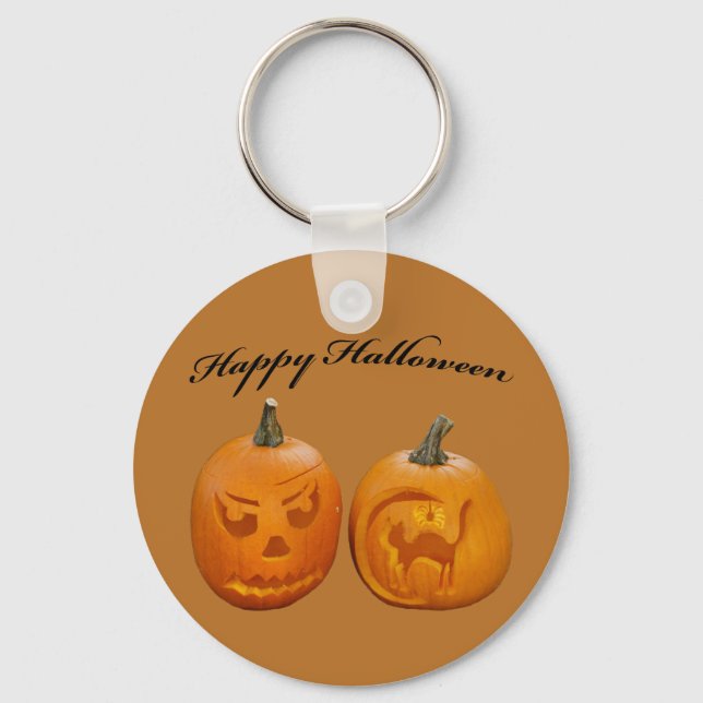 Llavero Dos calabazas Feliz Halloween (Anverso)