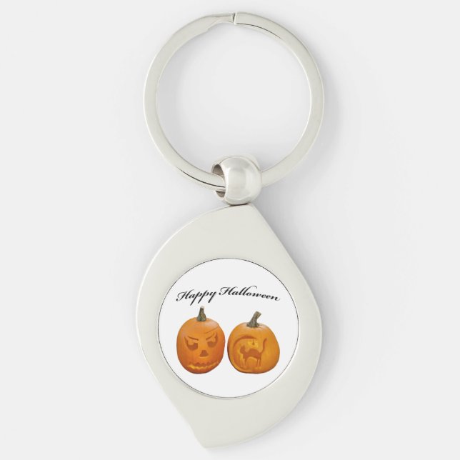 Llavero Dos calabazas Feliz Halloween (Anverso)