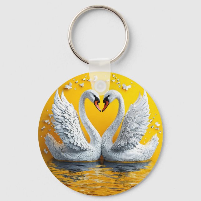 Llavero Dos cisnes elegantes (Anverso)
