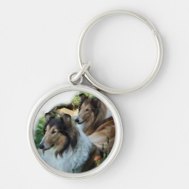 Llavero Dos Collies Rough Sable (Frente)