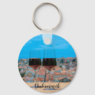 Llavero Dos copas de vino tinto con vistas al Dubrovnik Co