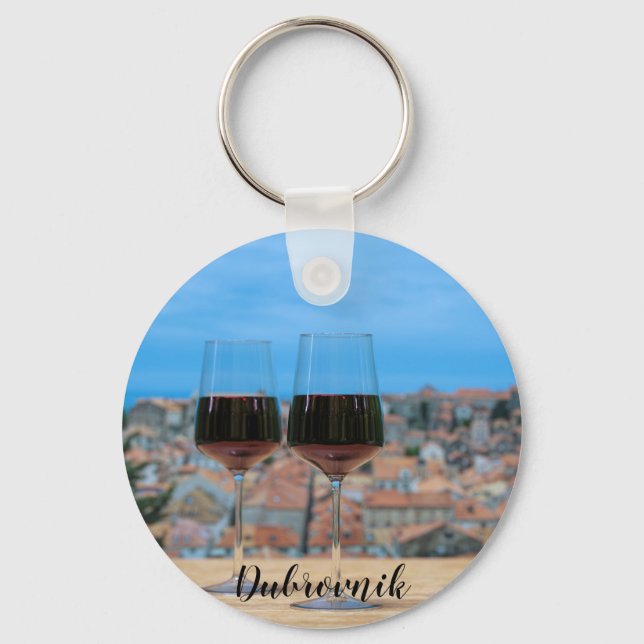 Llavero Dos copas de vino tinto con vistas al Dubrovnik Co (Anverso)