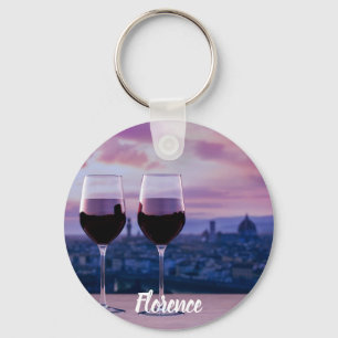 Llavero Dos copas de vino tinto en el horizonte de Florenc