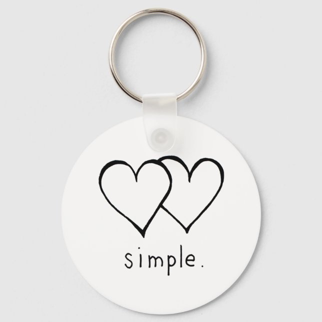 Llavero Dos corazones - Amor simple - Arte de dibujo de lí (Anverso)