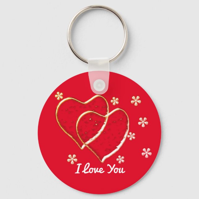 Llavero Dos corazones, boda romántico.Keychai Personalizad (Anverso)