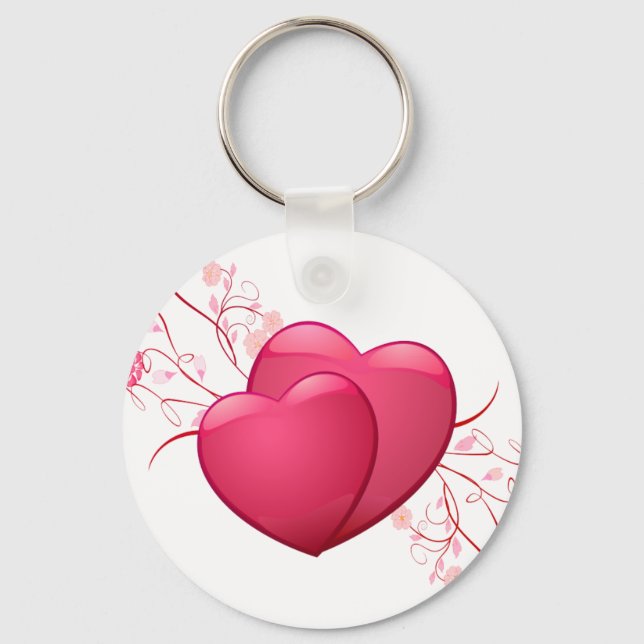 Llavero Dos corazones rosados (Anverso)