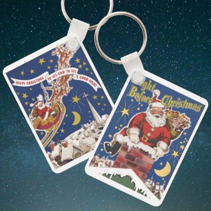Llavero Dos diseños vintage de La noche antes de Navidad