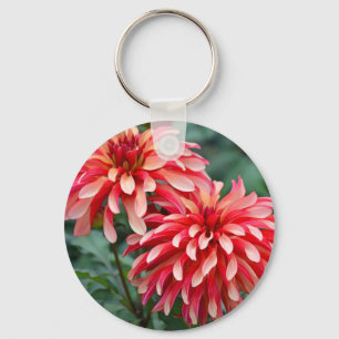 Llavero Dos flores de dahlia rosa
