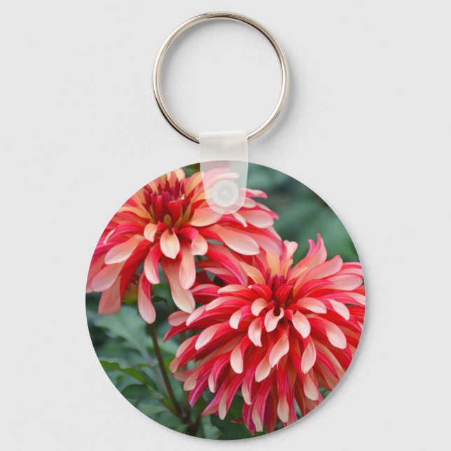 Llavero Dos flores de dahlia rosa (Anverso)