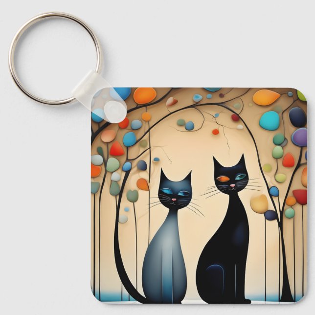 Llavero Dos gatos encantadores (Anverso)