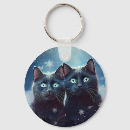 Llavero Dos gatos negros que se nivelan