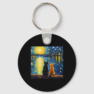 Llavero Dos gatos Starry Night Lover Gato Arte Pintar Kitt