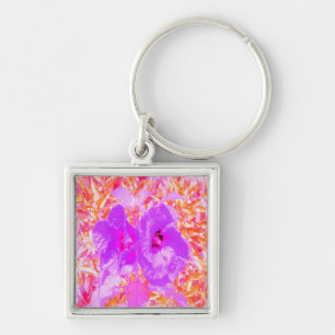 Llavero Dos hibiscus loco de ciruela morada y caliente en 