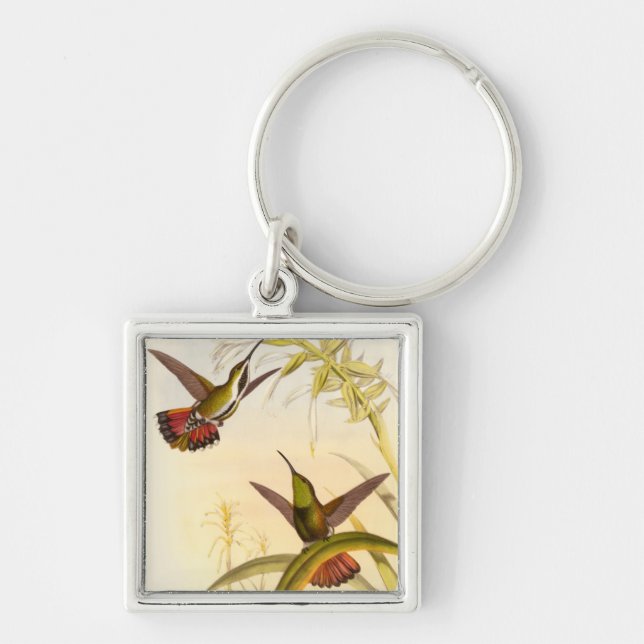 Llavero Dos Hummingbirds coloridos que buscan la misma flo (Frente)