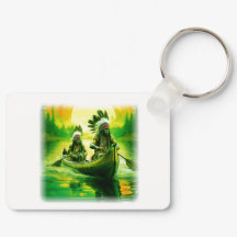 Dos Indios Están Remando En El Lago