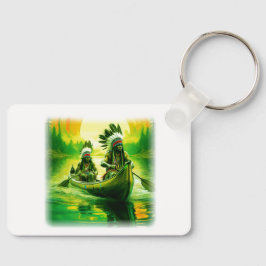 Llavero Dos Indios Están Remando En El Lago