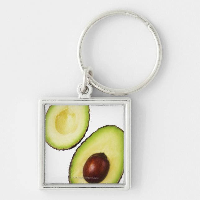 Llavero Dos mitades del un aguacate, en blanco (Frente)