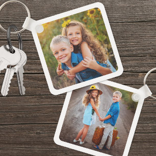 Llavero Dos niños personalizados de doble cara dos fotos