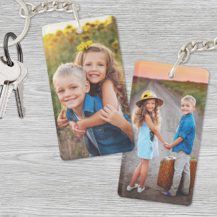 Llavero Dos niños personalizados de doble cara dos fotos