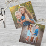 Llavero Dos niños personalizados de doble cara dos fotos<br><div class="desc">Diseñar un conservador significativo con esta cadena de fotos personalizada de niños de doble cara, una manera dulce para que los padres o abuelos lleven dos recuerdos favoritos. Agregue una imagen especial en el frente y otra en la parte posterior para mostrar momentos de la vida de su hijo. Aunque...</div>