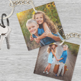 Llavero Dos niños personalizados de doble cara dos fotos