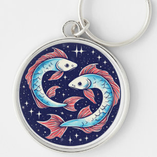 Llavero Dos peces koi nadando bajo el cielo nocturno estre