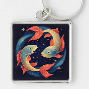 Llavero Dos peces koi nadando bajo el cielo nocturno estre
