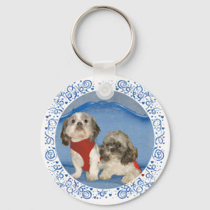Llavero Dos Pequeños Perros Rescatados Shih Tzu