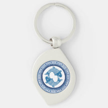 Dos Piscis Koi Carp Chinoiserie Patrón azul