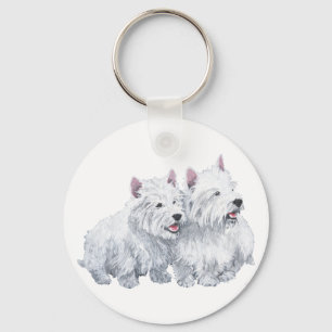 Llavero Dos West Highland White Terriers