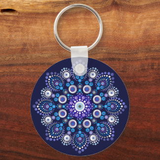 Llavero Dot de manga azul dibujado a mano Mandala