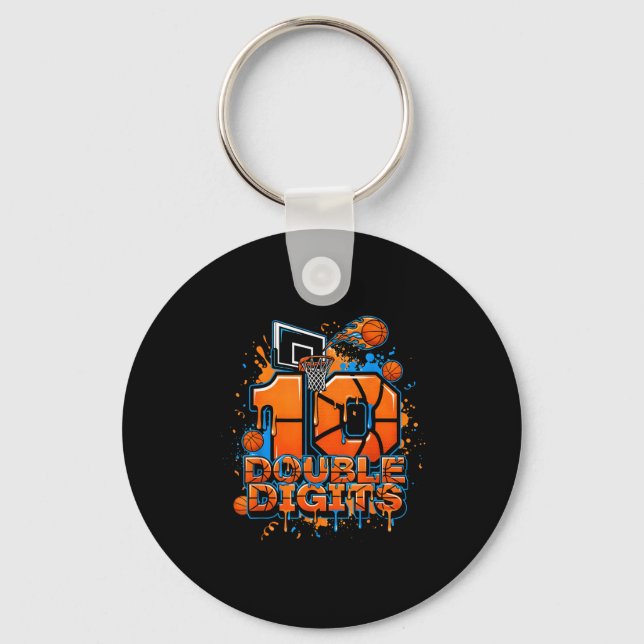 Llavero Double Digits Birthday 10 Year Old Boy Basketball  (Anverso)