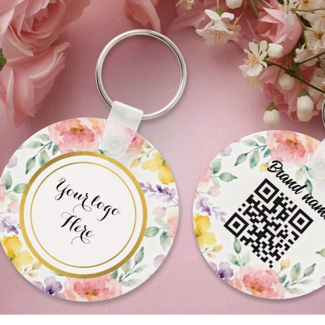 Llavero Double sided Logo QR Code floral keychain (Subido por el creador)