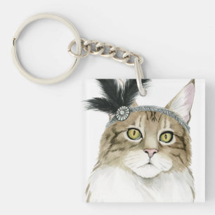 Llavero Downton Cat   Adornado Con Pájaros