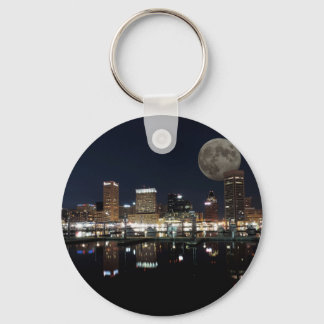 Llavero Downtown Baltimore Maryland Night Skyline Moon