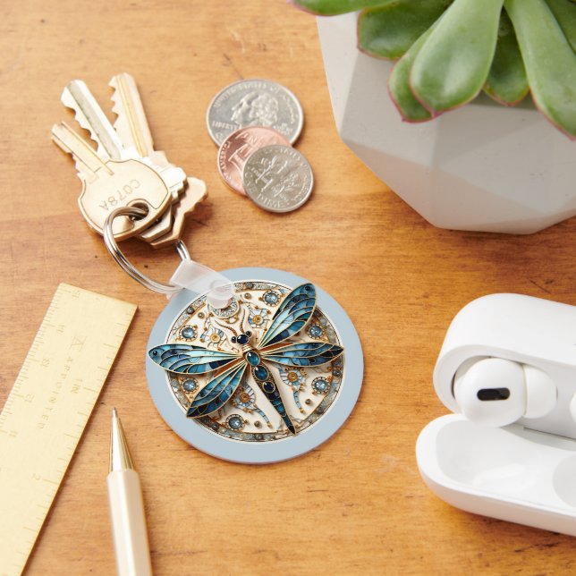 Llavero Dragón Art Nouveau Zafiros Elegante Oro   (Escritorio )