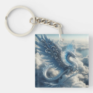Llavero Dragón asombroso rodeado de nubes