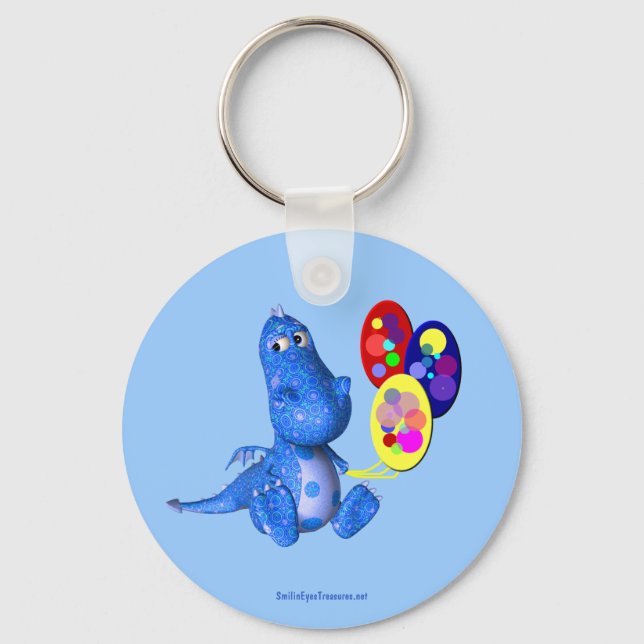Llavero Dragón Azul Y Globos Cortos Keychain (Anverso)