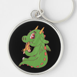 Llavero Dragon Baby Comer Yummy Pizza Slice Diseño