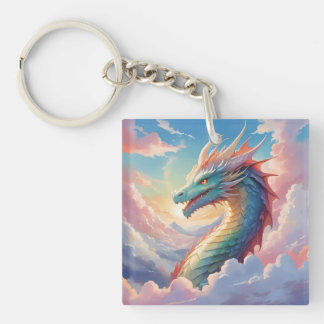 Llavero Dragón colorido en el cielo