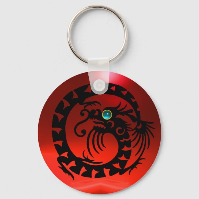 Llavero DRAGÓN DE APERITIVO, negro, azul acuamarina, rubí  (Anverso)