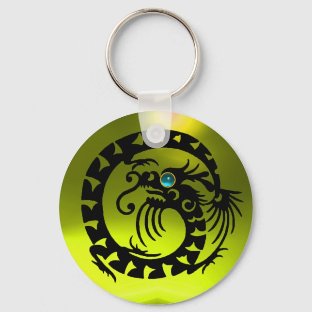 Llavero DRAGÓN DE APERTURA, negro, azul acuamarina, topaci (Anverso)